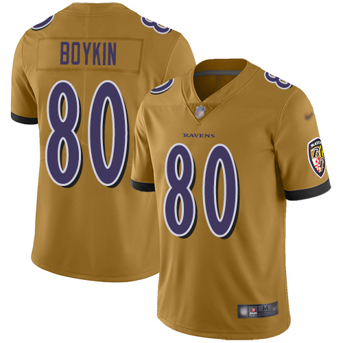 Baltimore Ravens Limited Gold Men Miles Boykin Jersey NFL Football #80 Inverted Legend